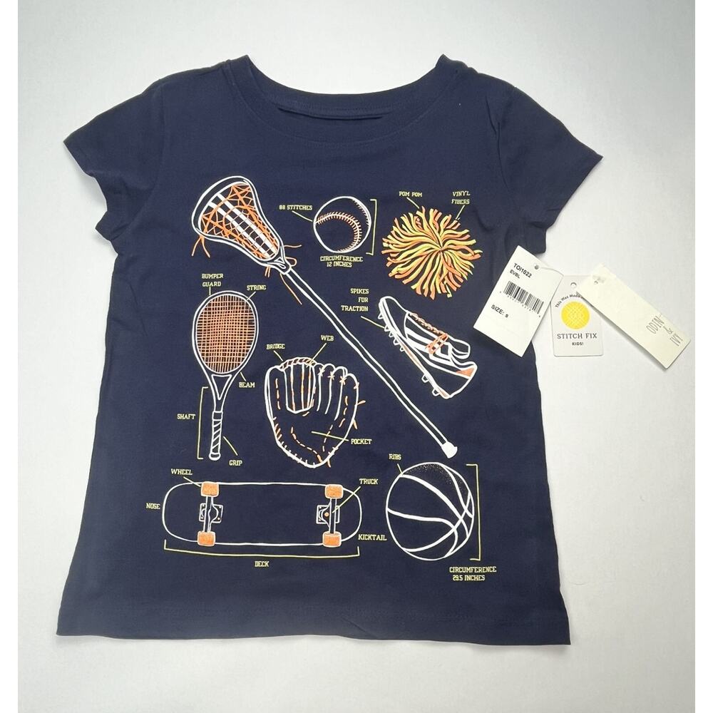 Odin & Ivy Stitch Fix Kids Girls Sports Equipment T Shirt Blue Size Small (5-6)